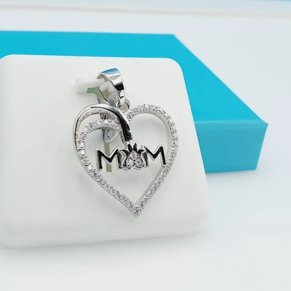 925 Sterling Silver CZ Beautiful Mom Pendant for Women, 1USPAR4083 - Picture 9 of 11